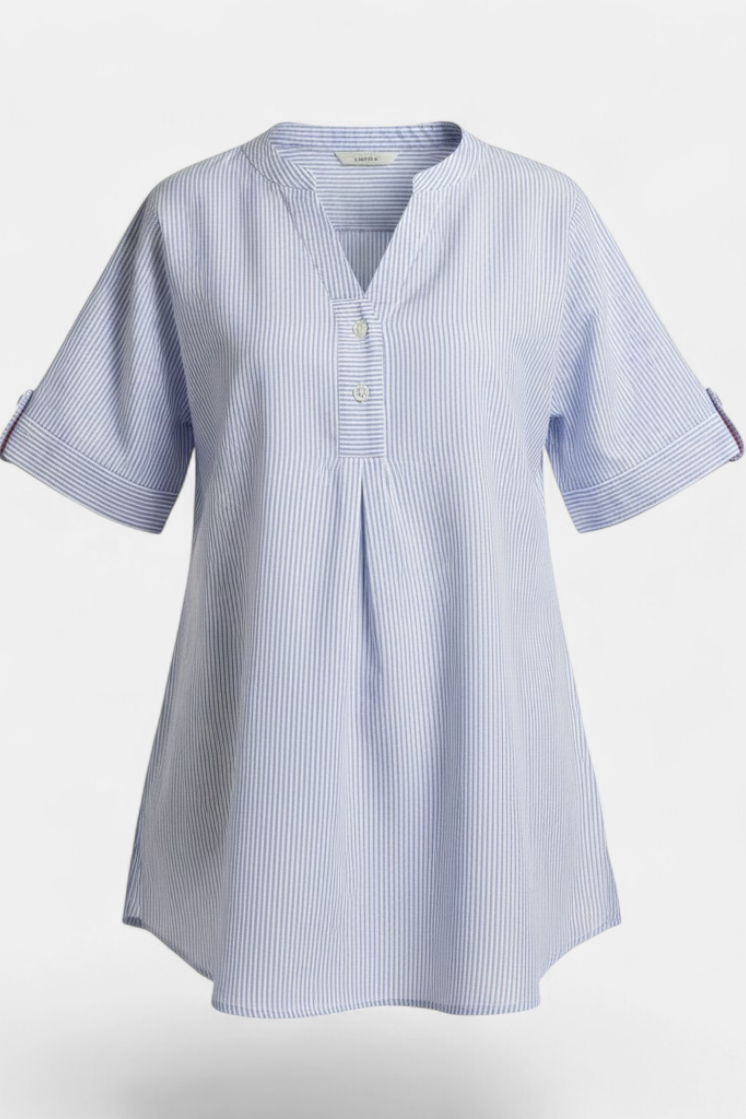 Blue Striped V-Neck Cotton Top front view — women's fashion Pakistan | MannMoji