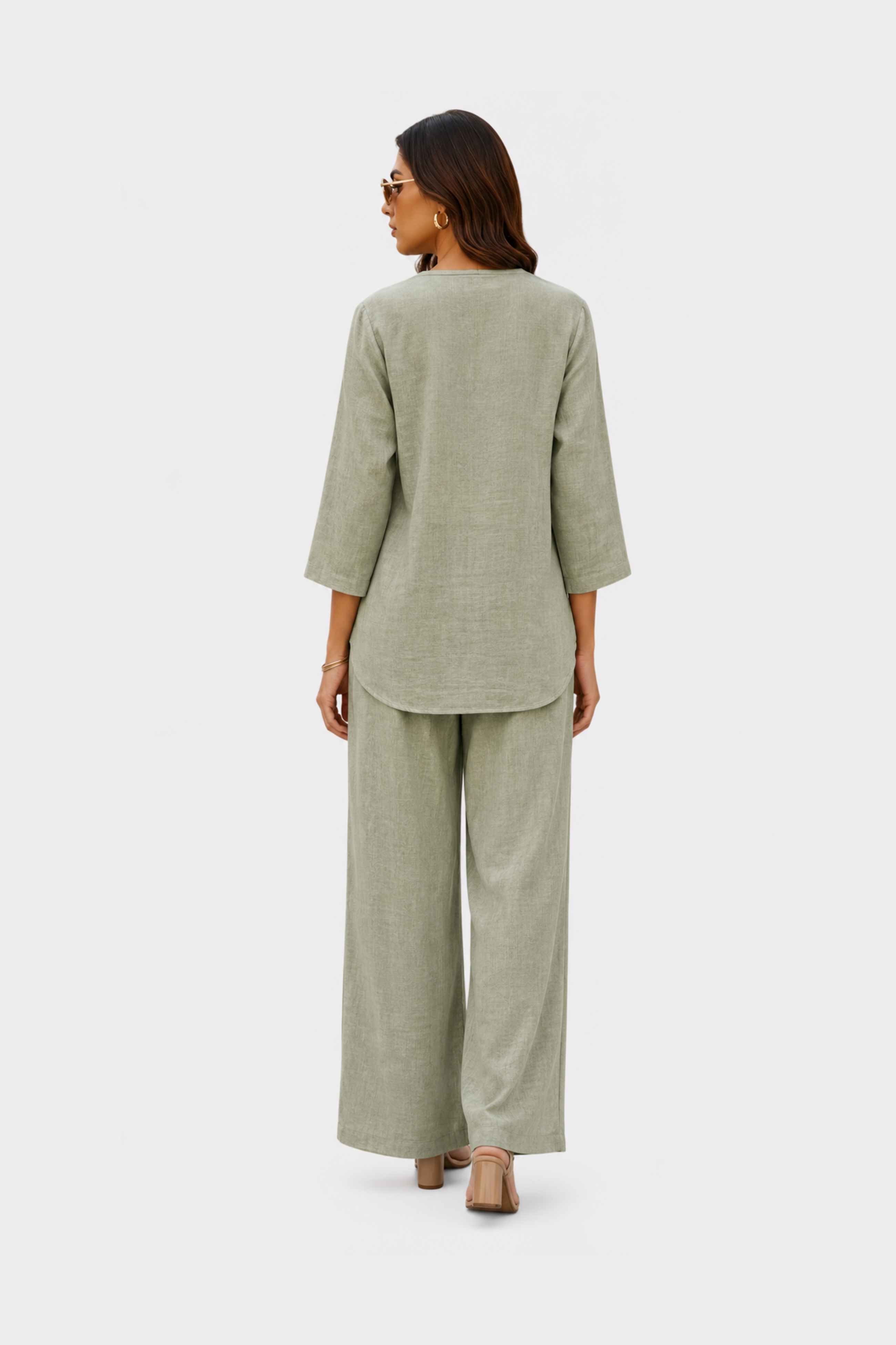 Sage Bloom Irish Linen Co-Ord Set