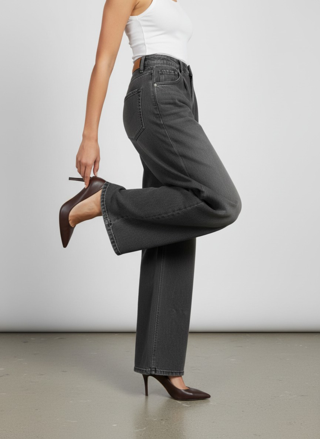 Charcoal Loose-Fit Denim Pants