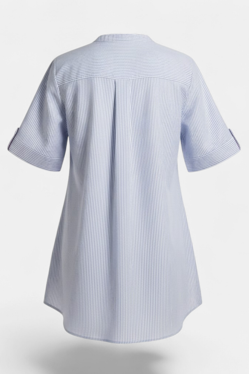 Blue Striped V-Neck Cotton Top side view — stylish women's wear Pakistan | MannMoji