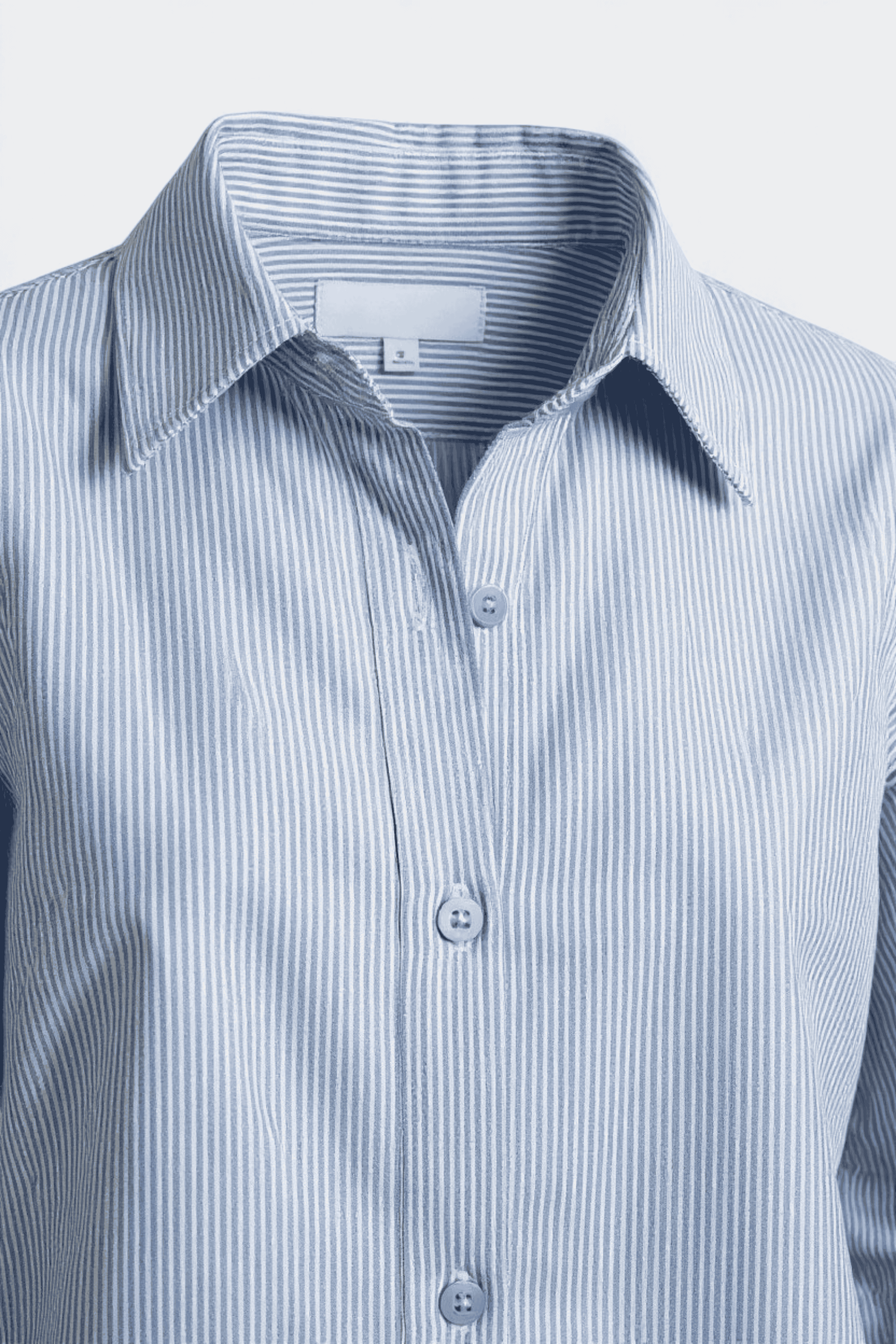 White and Blue Stripes Shirt detail shot — quality fabric Pakistan | MannMoji