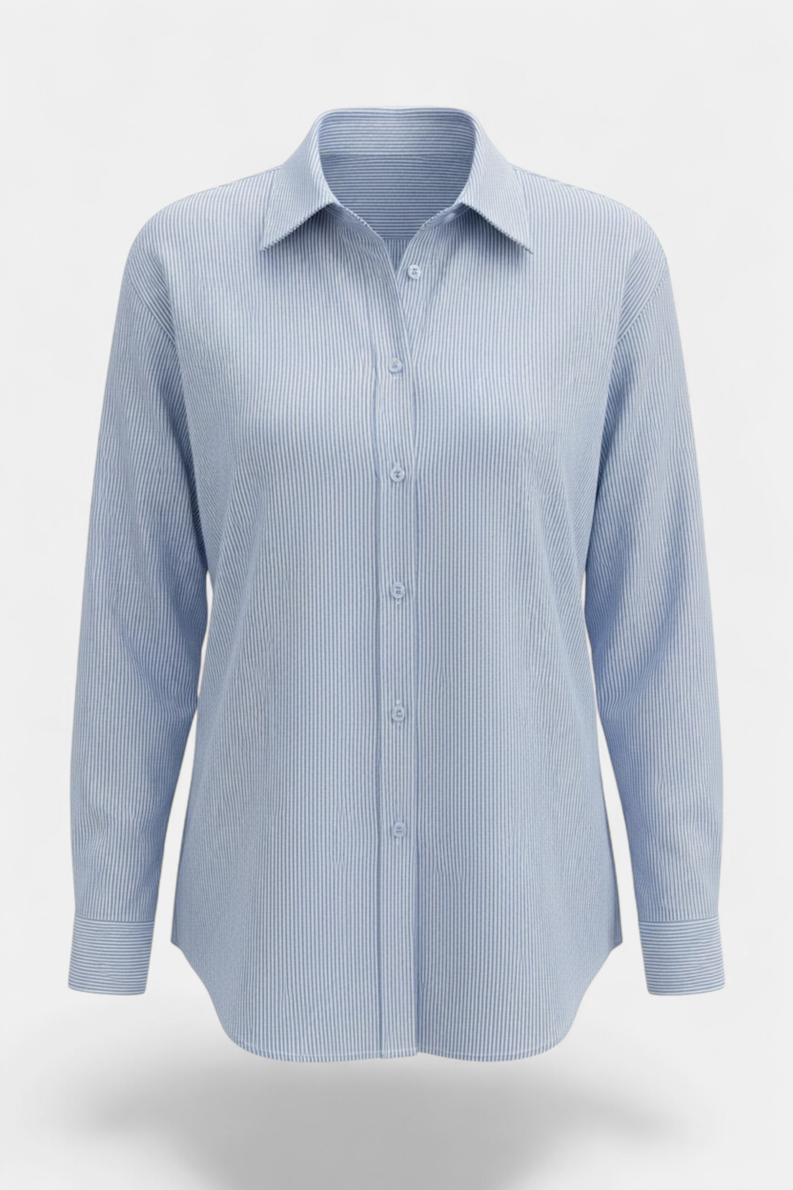 White and Blue Stripes Shirt front view — women's fashion Pakistan | MannMoji