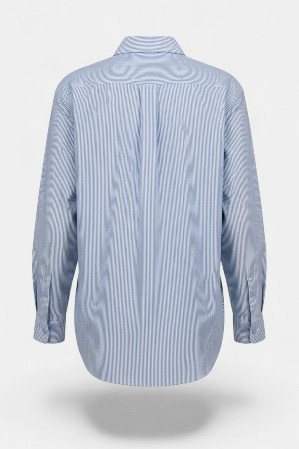 White and Blue Stripes Shirt side view — stylish women's wear Pakistan | MannMoji