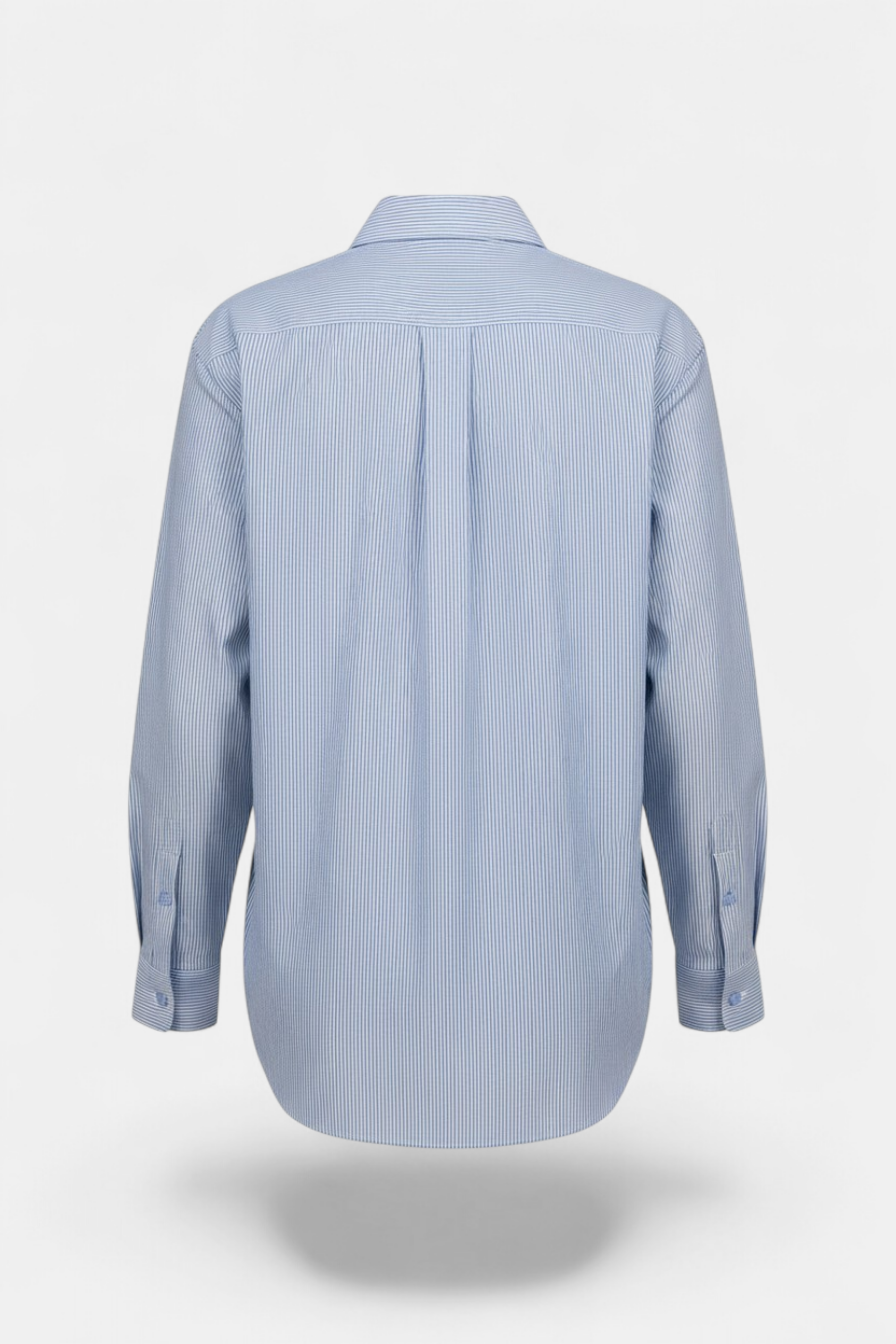 White and Blue Stripes Shirt side view — stylish women's wear Pakistan | MannMoji