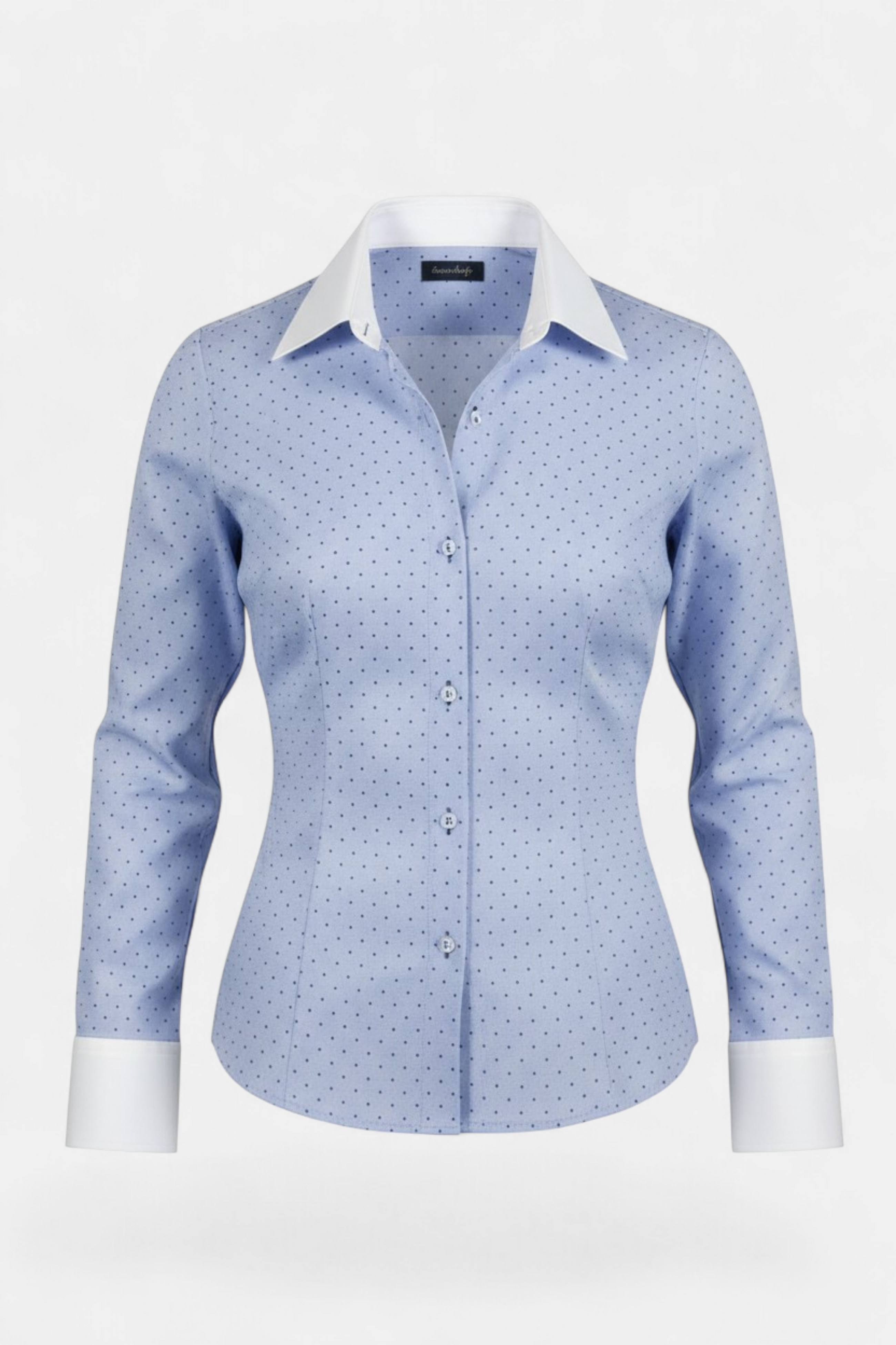 Blue Dotted Contrast Shirt front view — women's fashion Pakistan | MannMoji