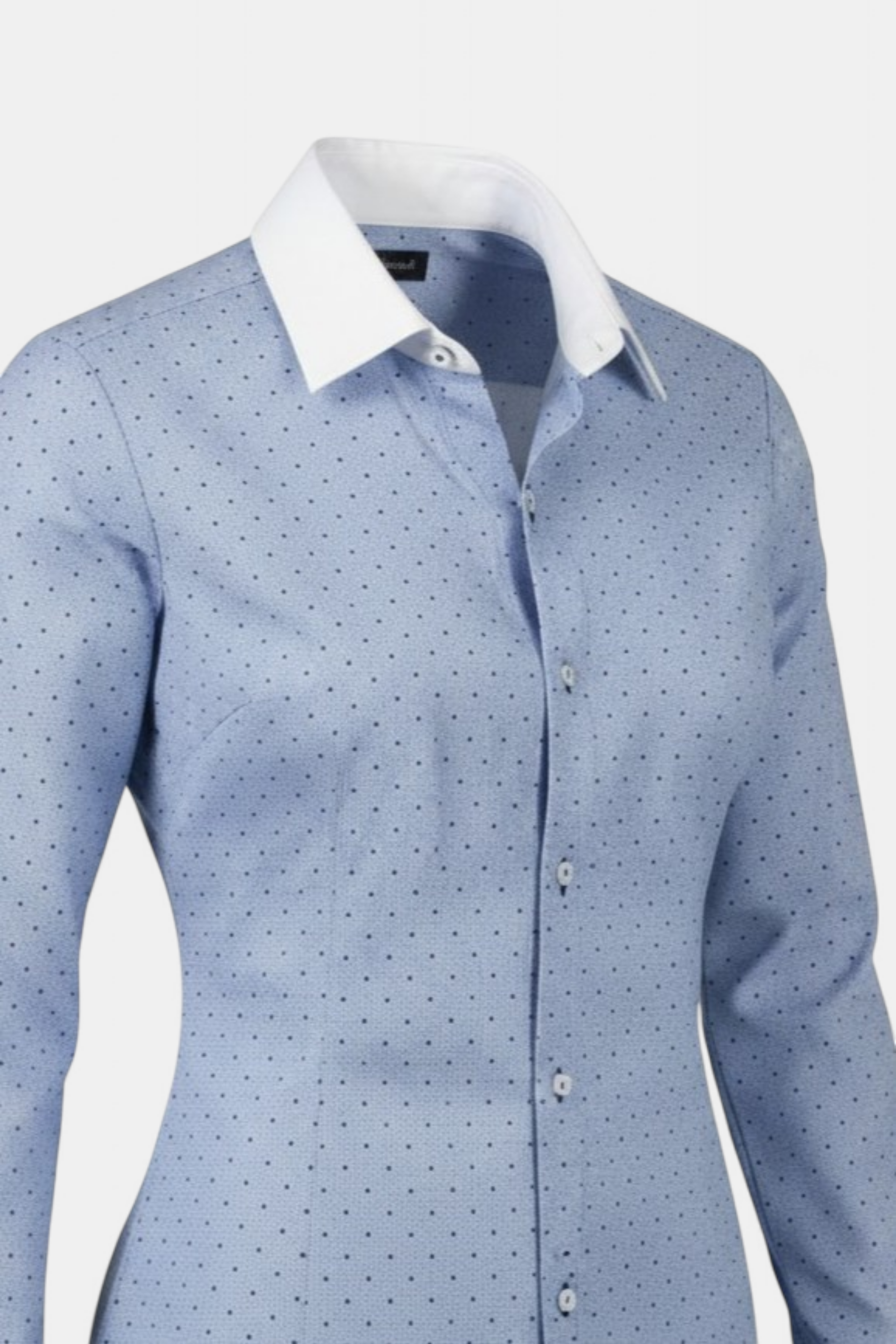 Blue Dotted Contrast Shirt detail shot — quality fabric Pakistan | MannMoji