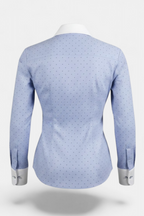 Blue Dotted Contrast Shirt side view — stylish women's wear Pakistan | MannMoji