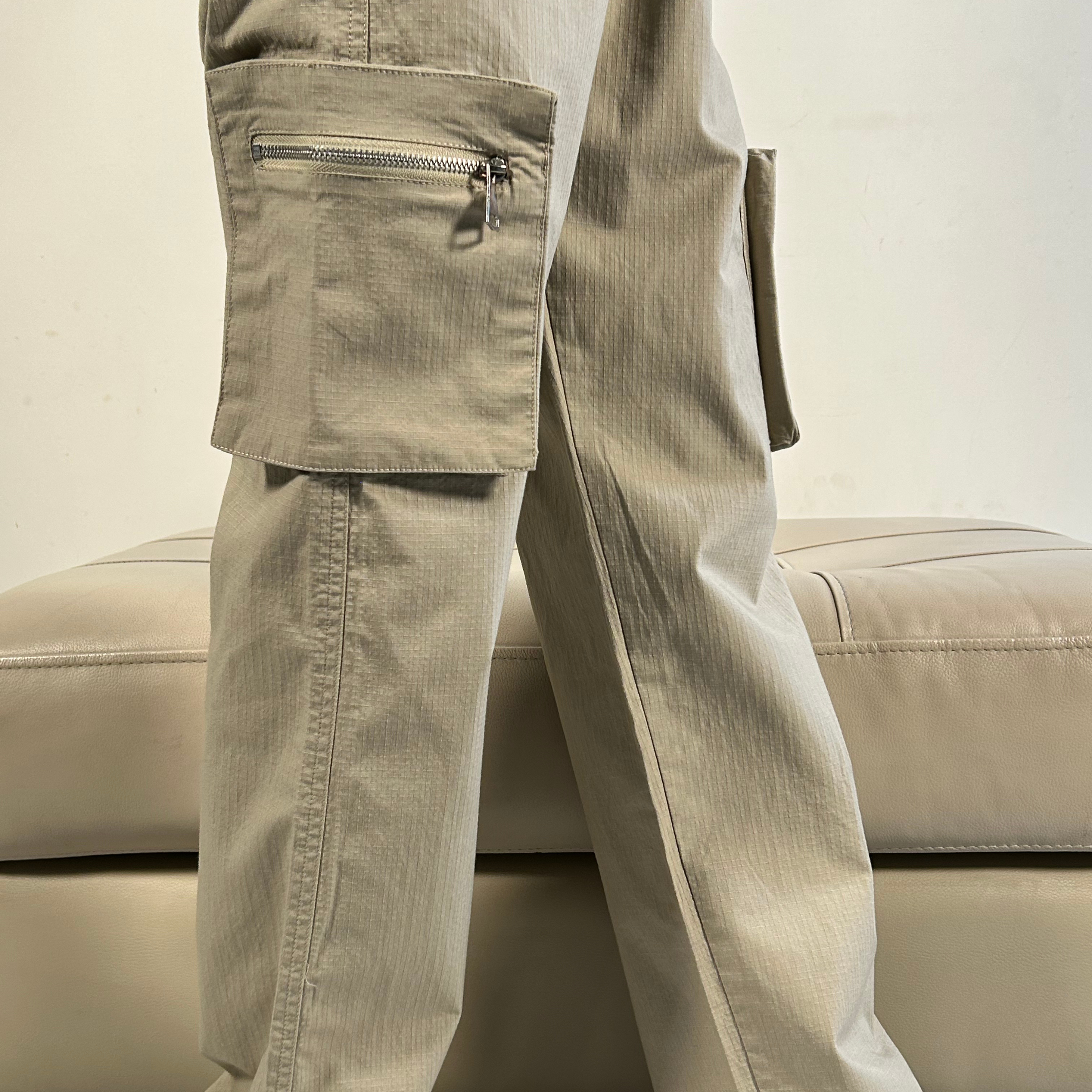 Beige Ripstop Cotton Cargo Pants – 7 Pocket Utility Chic