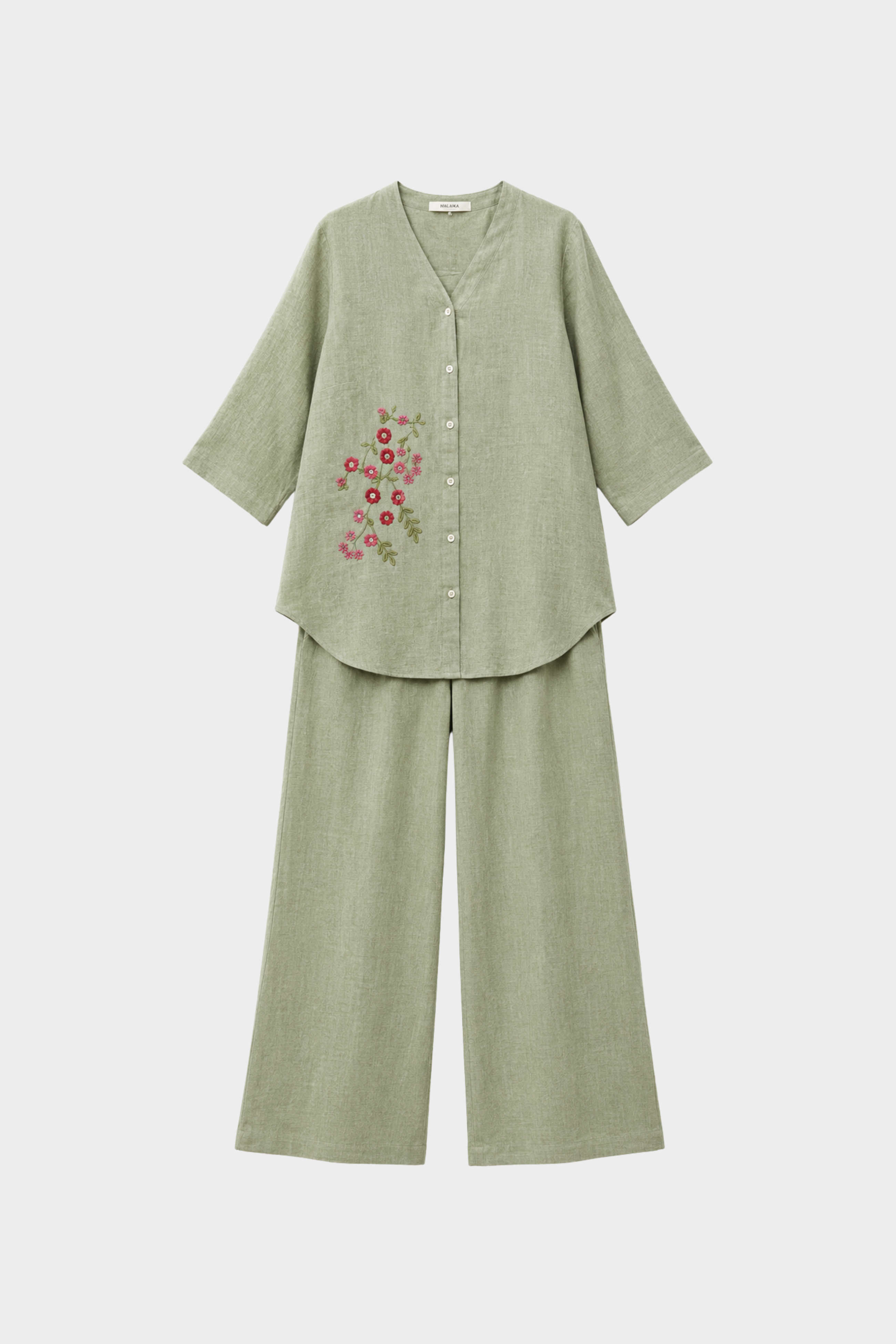 Sage Bloom Irish Linen Co-Ord Set