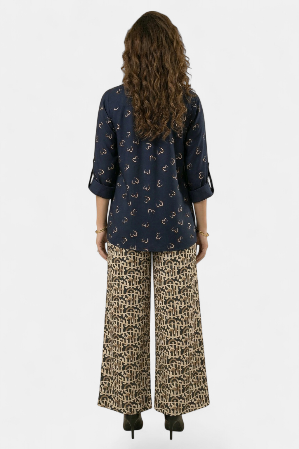 Midnight Motif 2-Piece Co-Ord Set front view — women's fashion Pakistan | MannMoji