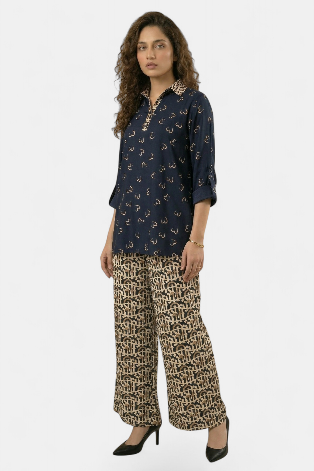 Midnight Motif 2-Piece Co-Ord Set side view — stylish women's wear Pakistan | MannMoji