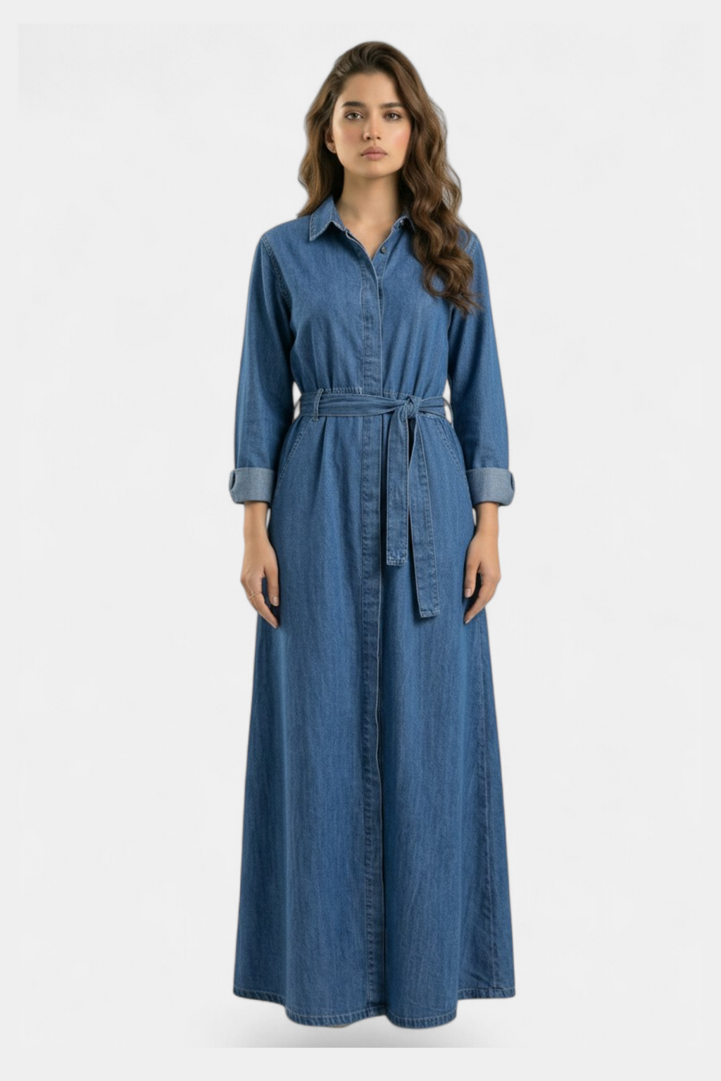 Denim long shirt dress for women in Pakistan — MannMoji