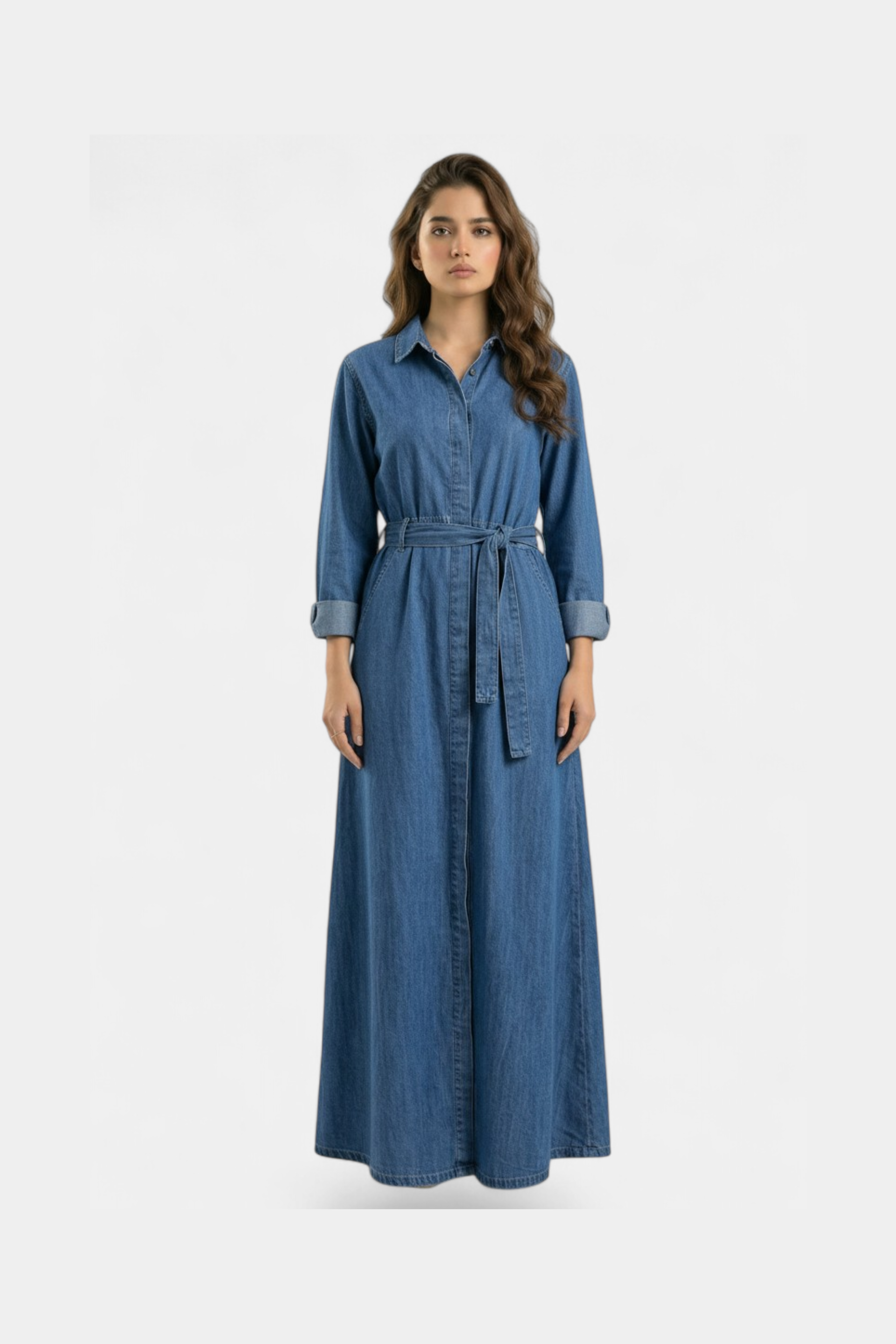 Denim long shirt dress for women in Pakistan — MannMoji