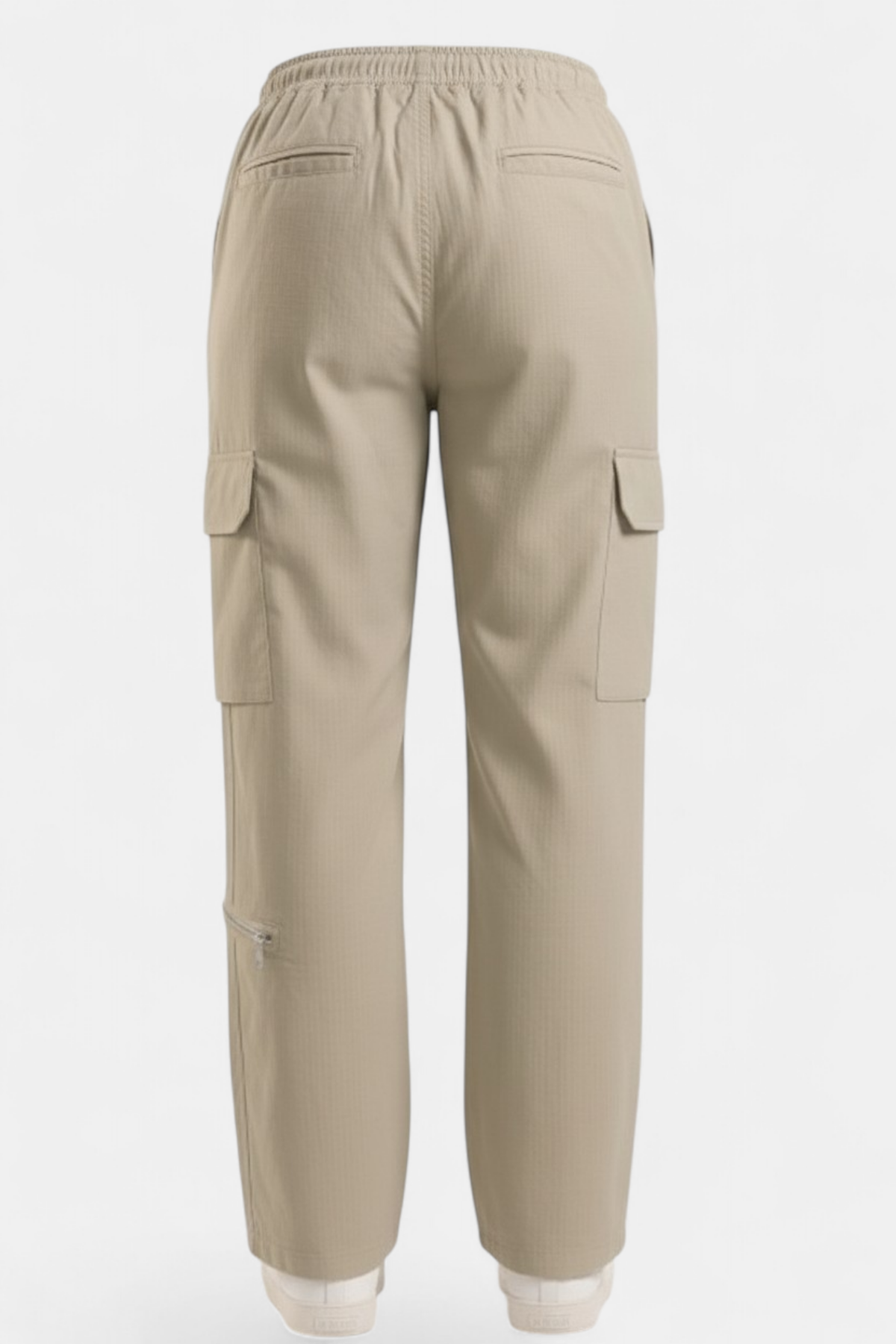 Beige Ripstop Cotton Cargo Pants detailed view Back — stylish women's wear Pakistan | MannMoji