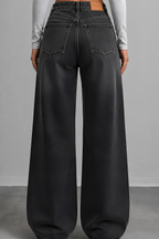 Charcoal Loose-Fit Denim Pants back view - women's fashion Pakistan | MannMoji