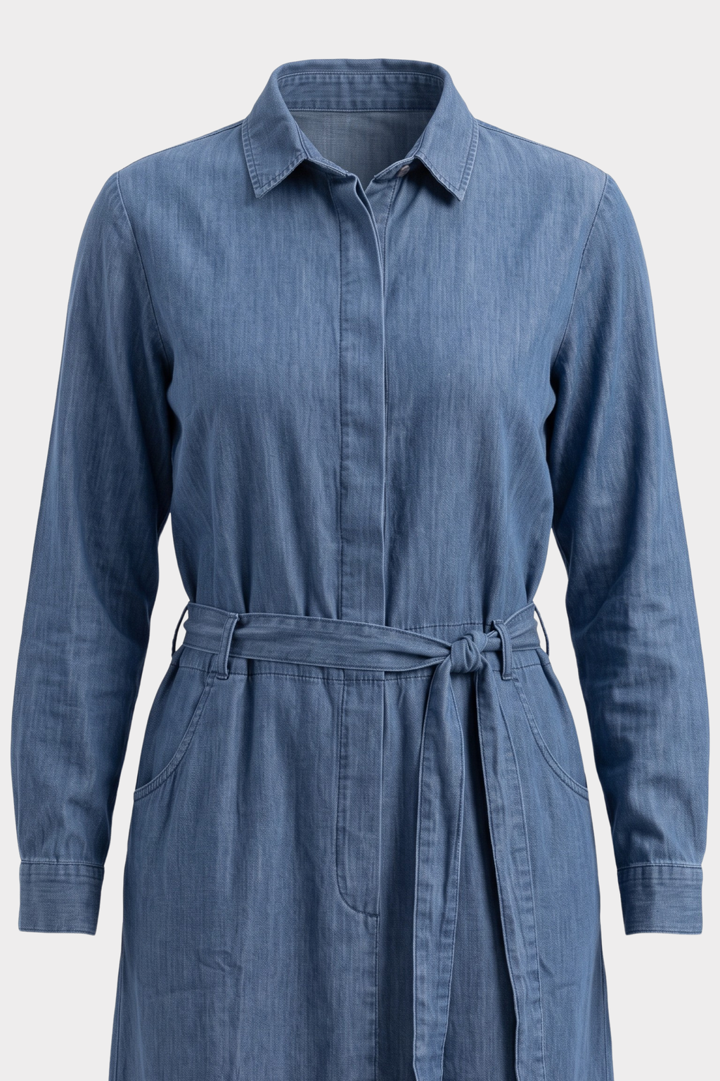 Denim Long Shirt Dress close shot Pakistan - MannMoji