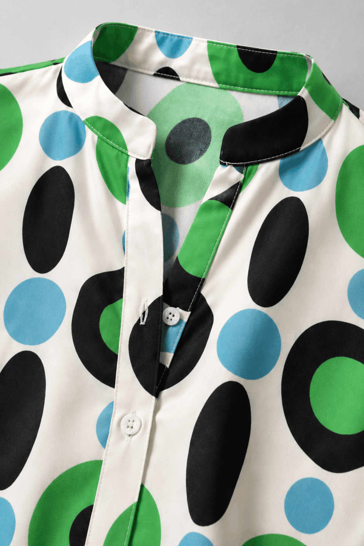 Printed cotton tunic shirt Close view Collar - MannMoji