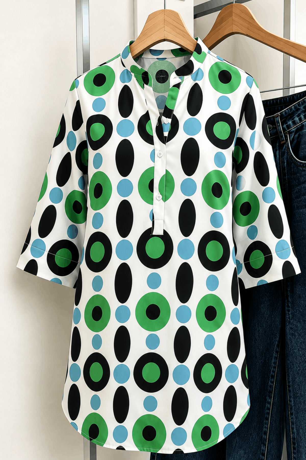 Printed cotton tunic shirt Front view for women in Pakistan - MannMoji