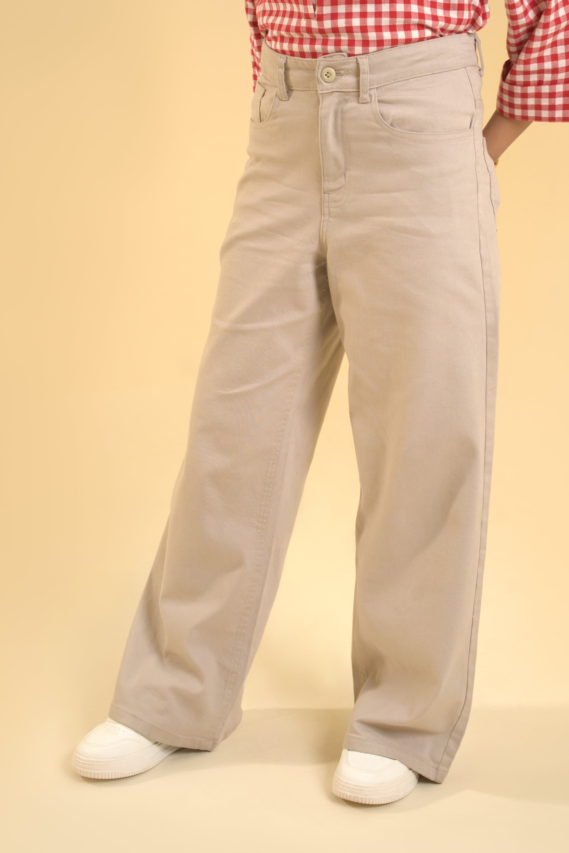 Beige wide-leg pants
