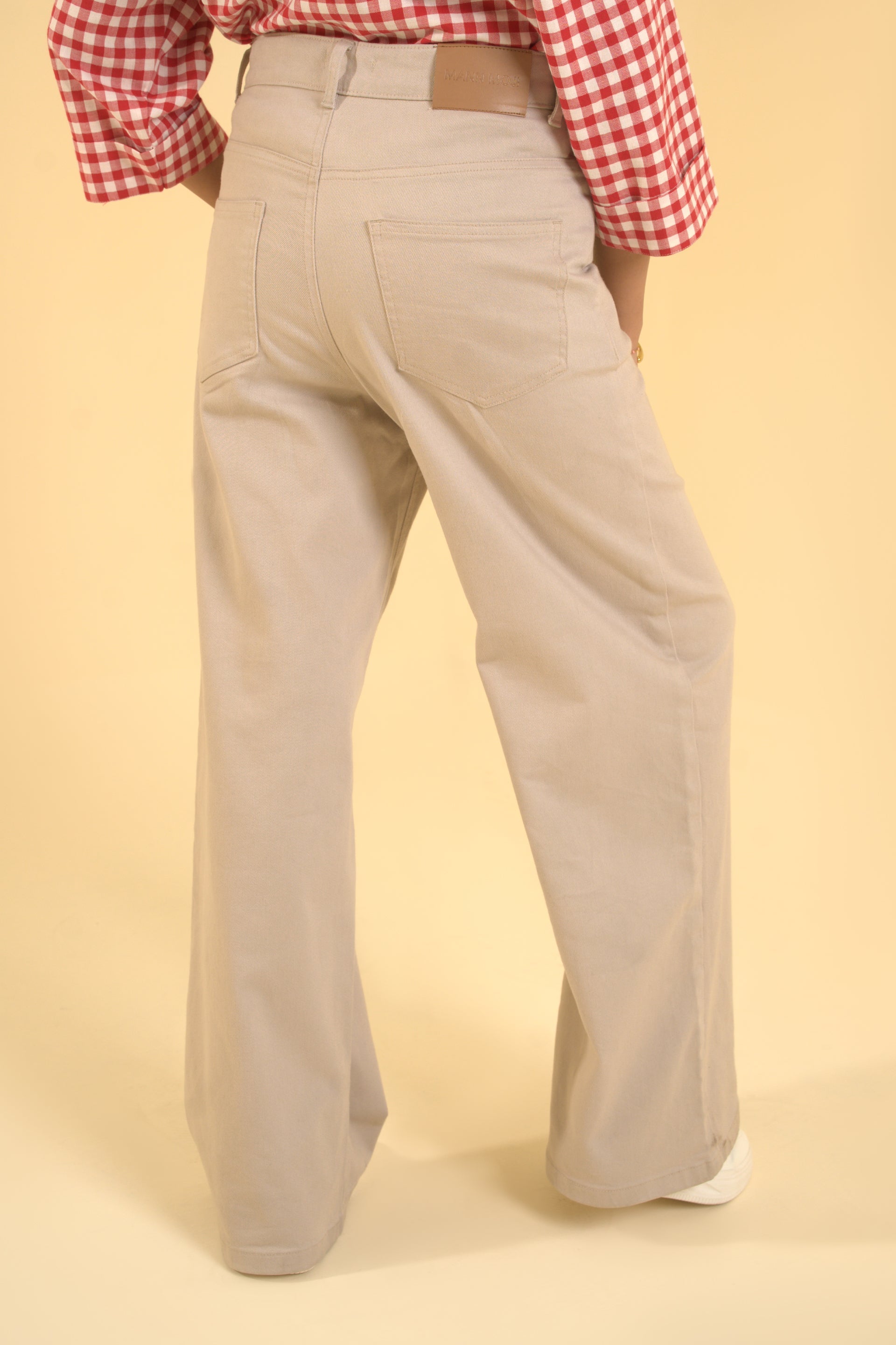 Beige wide-leg pants