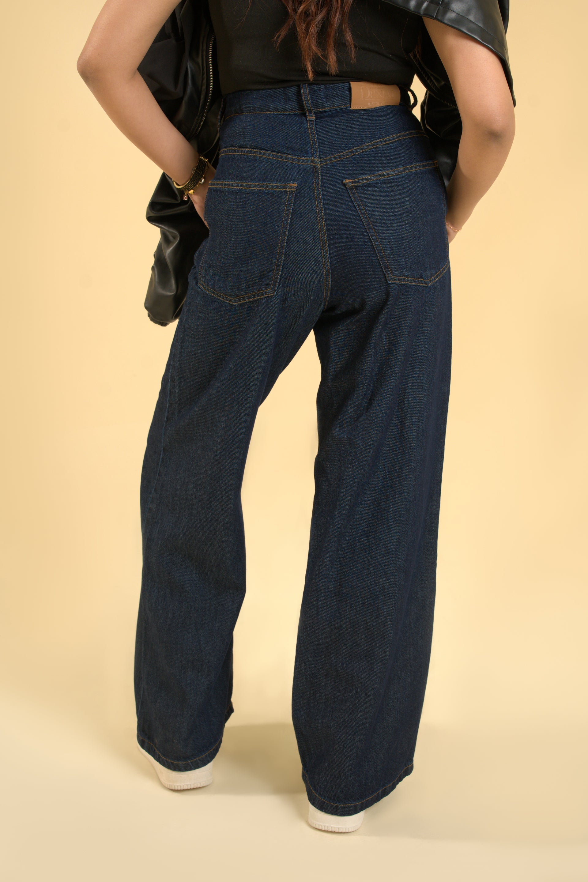 Dark Blue Wide-Leg Denim Pants – Power Fit, Everyday Edge