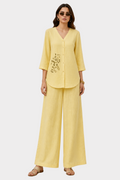Butter Yellow Cotton Linen Co-ord Set