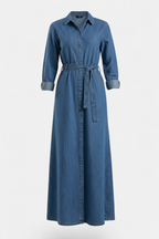 Denim Long Shirt Dress side view — stylish women's wear Pakistan | MannMoji
