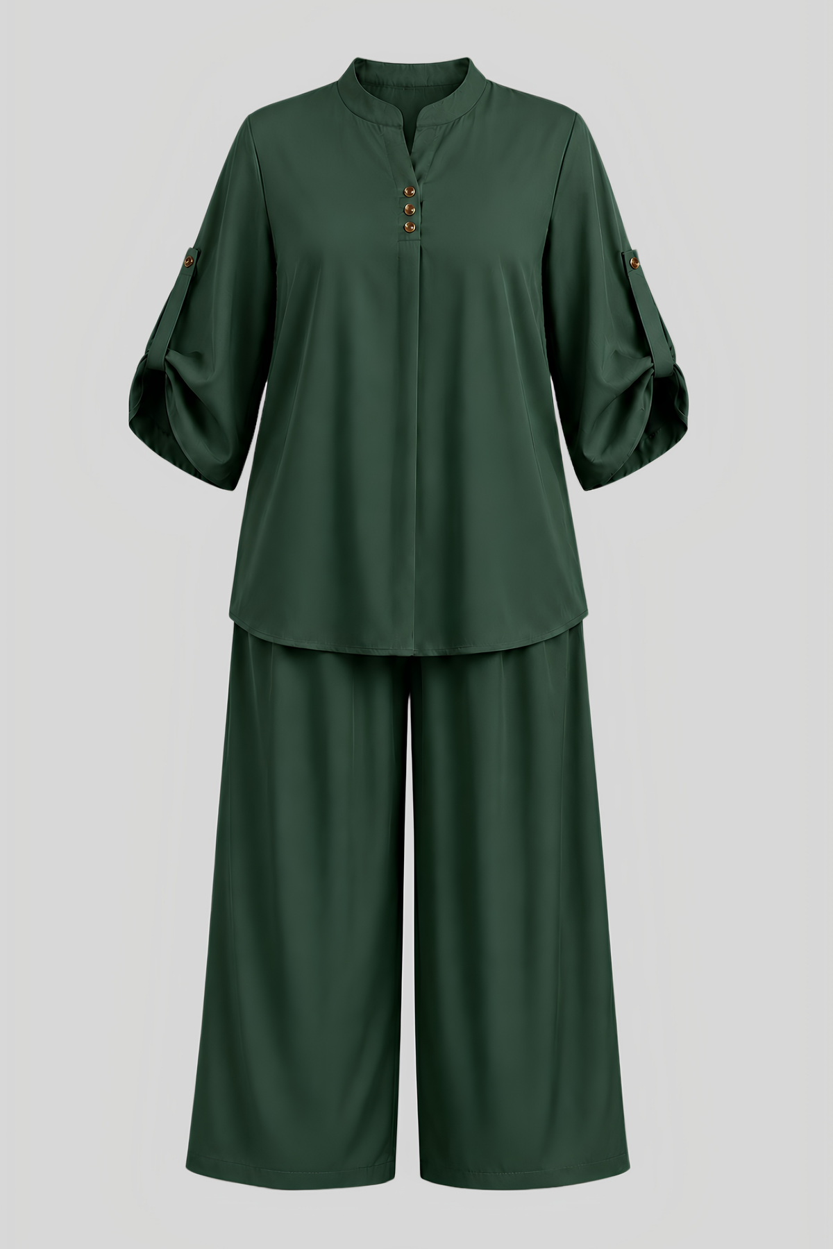 Forest Green Cotton-Viscose Co-Ord Set for women in Pakistan - close-up detail | MannMoji
