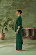 Forest Green Cotton-Viscose Co-Ord Set for women in Pakistan - Side view | MannMoji