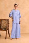 Powder Blue Cotton-Viscose Co-Ord Set for women in Pakistan - front view | MannMoji