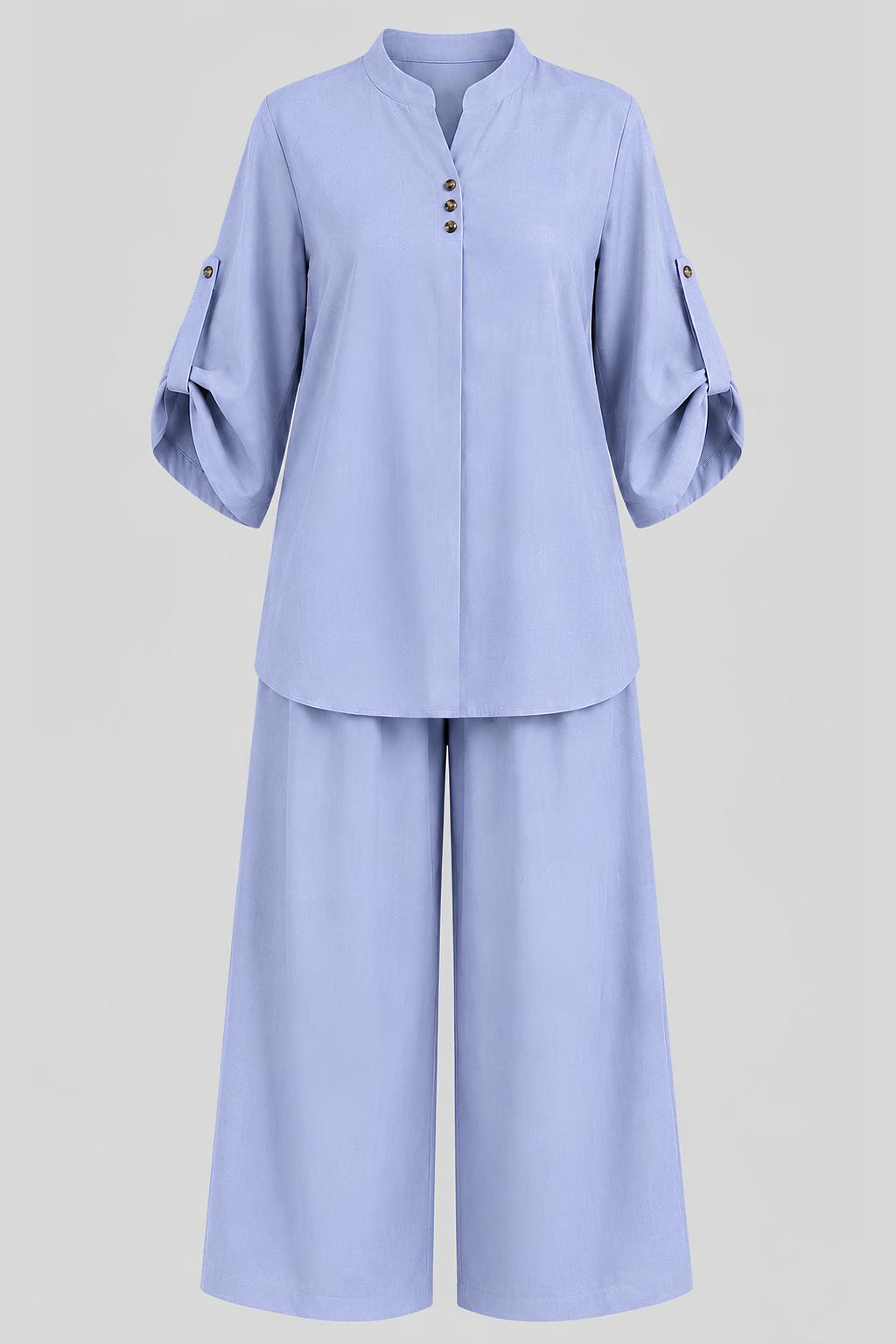 Powder Blue Cotton-Viscose Co-Ord Set for women in Pakistan - close-up detail | MannMoji