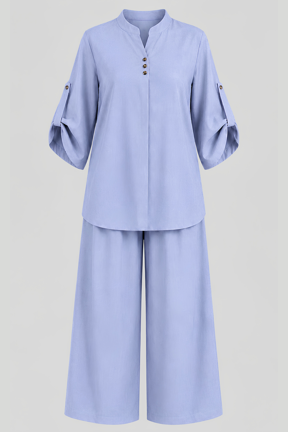 Powder Blue Cotton-Viscose Co-Ord Set for women in Pakistan - close-up detail | MannMoji